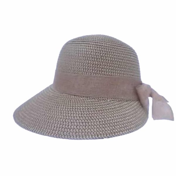 Sombrero de Paja Fina para Mujer con Mezcla de Colores, Cinta y Lazo Rosa