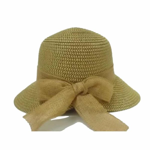Sombrero de Paja Fina para Mujer con Mezcla de Colores, Cinta y Lazo Amarillo