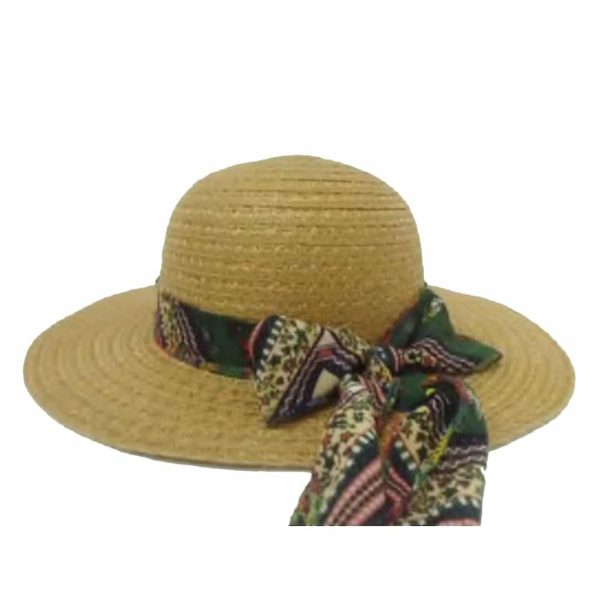 Pamela de Mujer con Cinta y Lazo de Flores Beige Claro