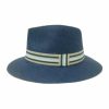 Sombrero de Hombre de Ala Derecha con Cinta a Rayas Azul