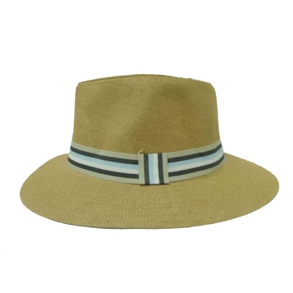 Sombrero de Hombre de Ala Derecha con Cinta a Rayas Marrón