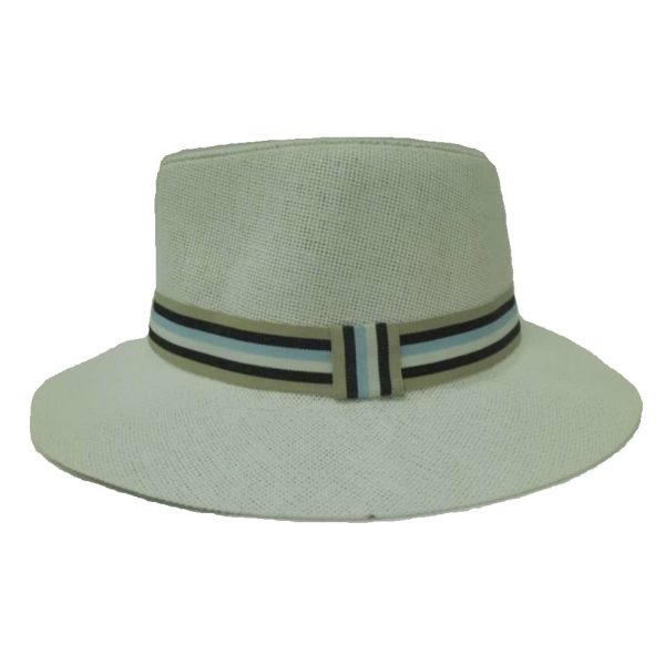 Sombrero de Hombre de Ala Derecha con Cinta a Rayas Blanco