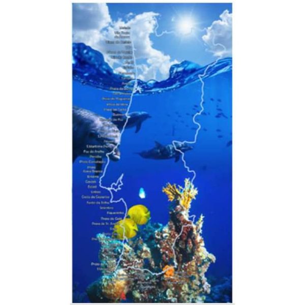 Toalla de Playa de Microfibra Mapa de Portugal Delfines 180 x 100 cm