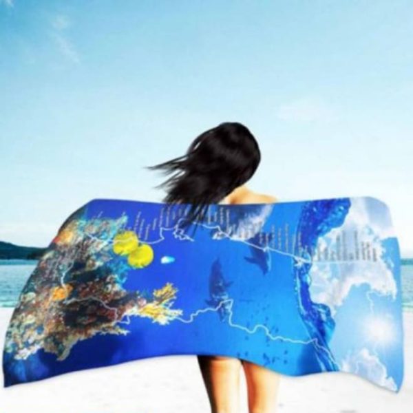 Toalla de Playa de Microfibra Delfines con Mapa de Portugal 180 x 100 cm