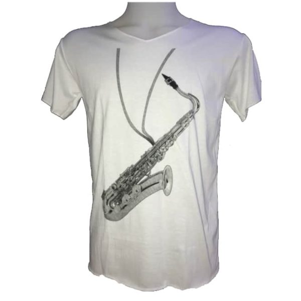 Camiseta Saxofón Blanca