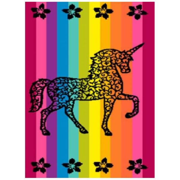 Toalla de Playa Algodón Unicornio con Rayas
