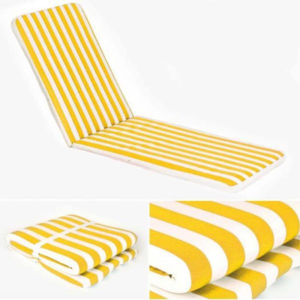Colchón tumbona de esponja a rayas. 180x50cm. Amarillo.