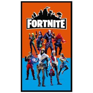 Toalla de Playa de Microfibra Fortnite Fondo Naranja y Azul