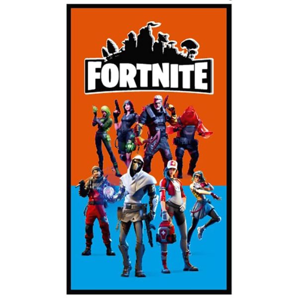 Toalla de Playa de Microfibra Fortnite Fondo Naranja y Azul