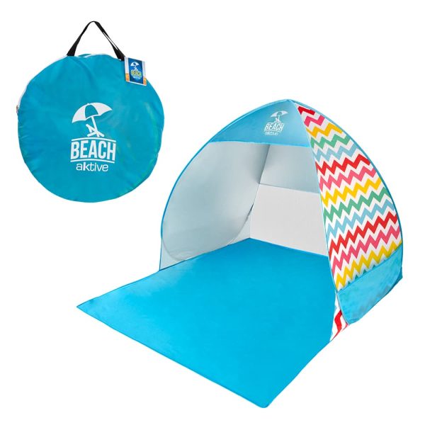 Tienda de playa con protección UV con bolsa.