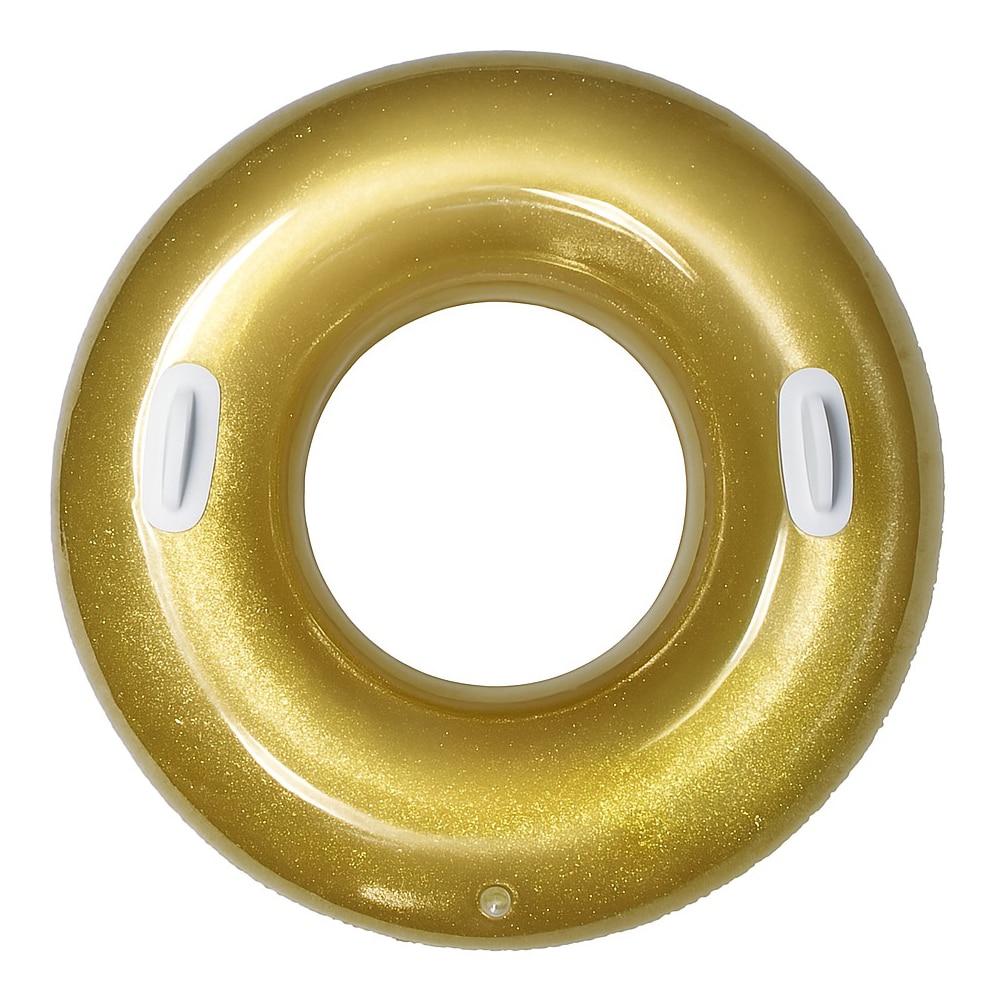Flotador Inflable Grande con Purpurina y Asas Aremar #60023 Dorado