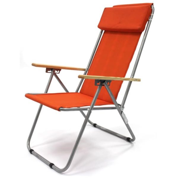 Silla alta reclinable de cretona con reposabrazos