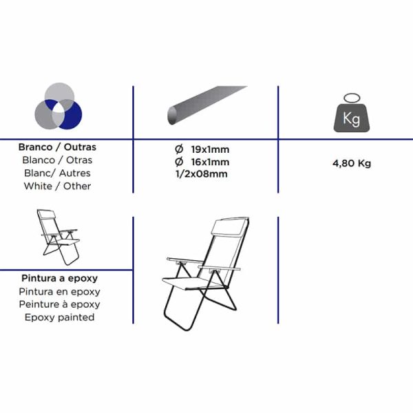 Silla Alta Reclinable en Cretona con Reposabrazos