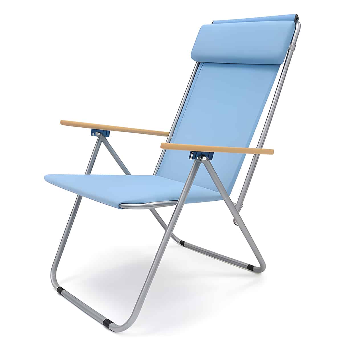 Silla de playa alta de cretona reclinable con reposabrazos National Blue