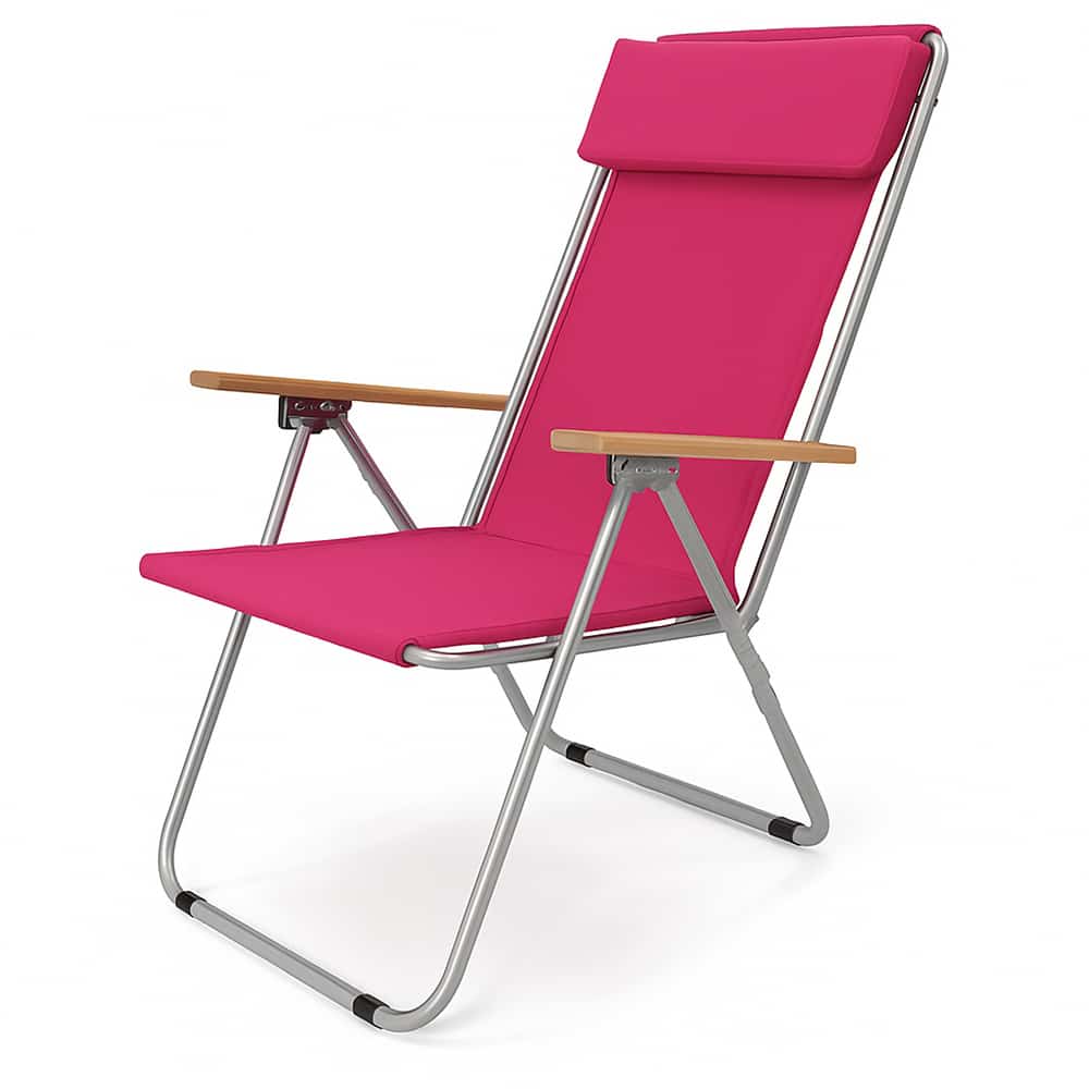 Silla de playa alta reclinable de cretona con reposabrazos National Pink