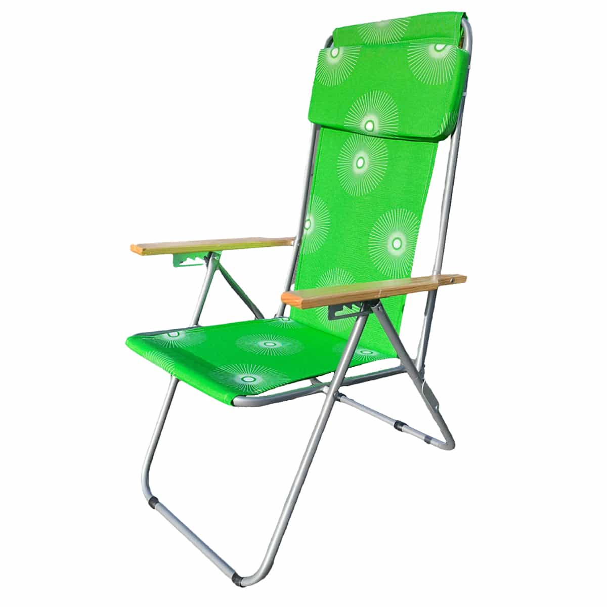 Silla de playa alta de cretona reclinable con reposabrazos National Green Sol