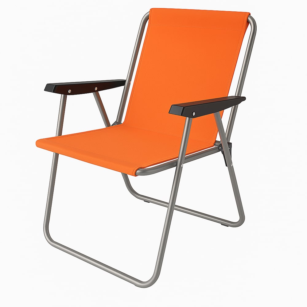 Silla de cretona con muelles y reposabrazos naranja