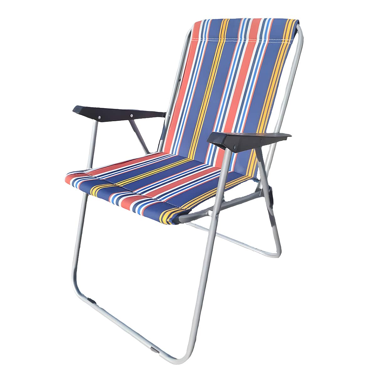 Silla Cretona con Muelles y Apoyabrazos Rayas Multicolores 2