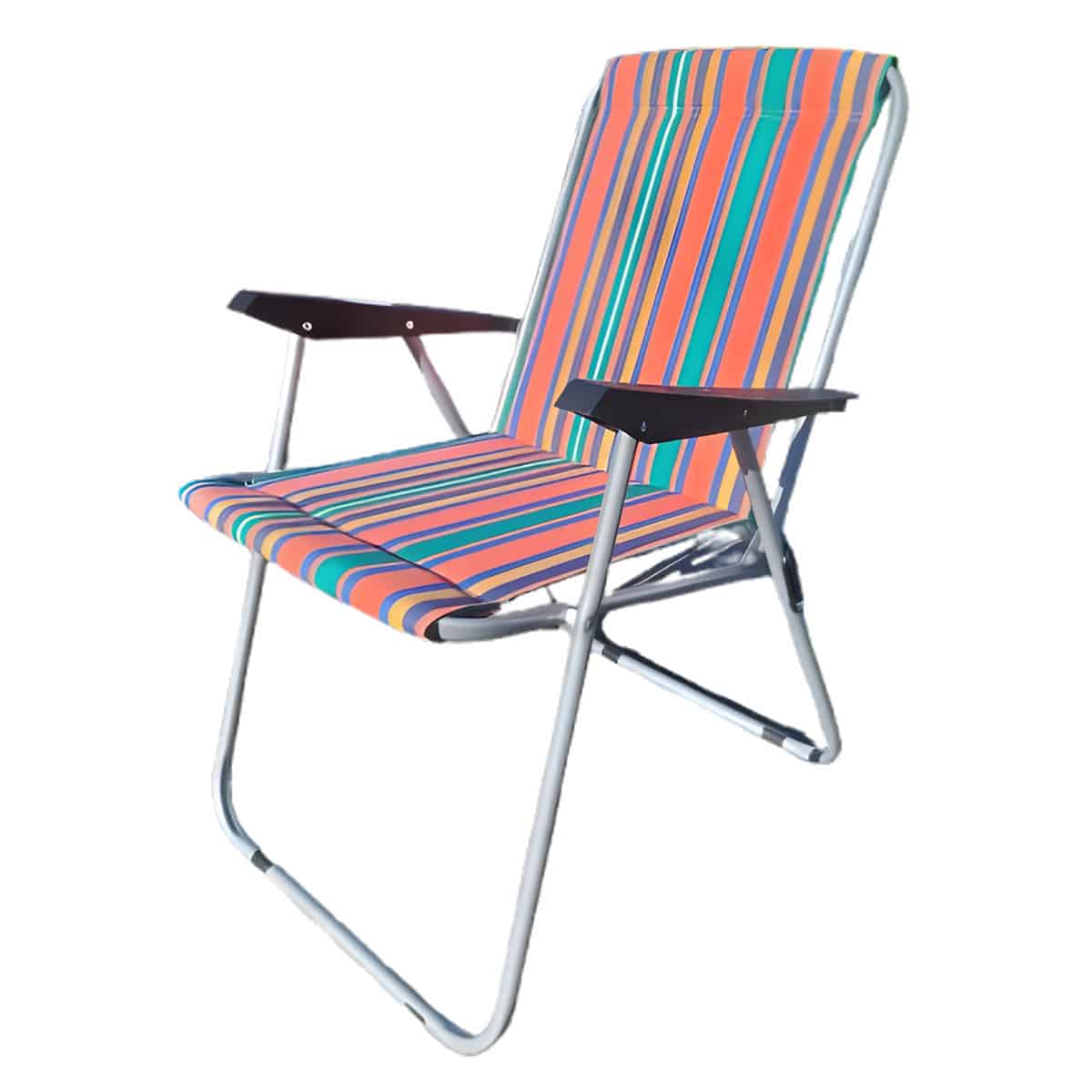 Silla Cretona con Muelles y Apoyabrazos Rayas Multicolores 3