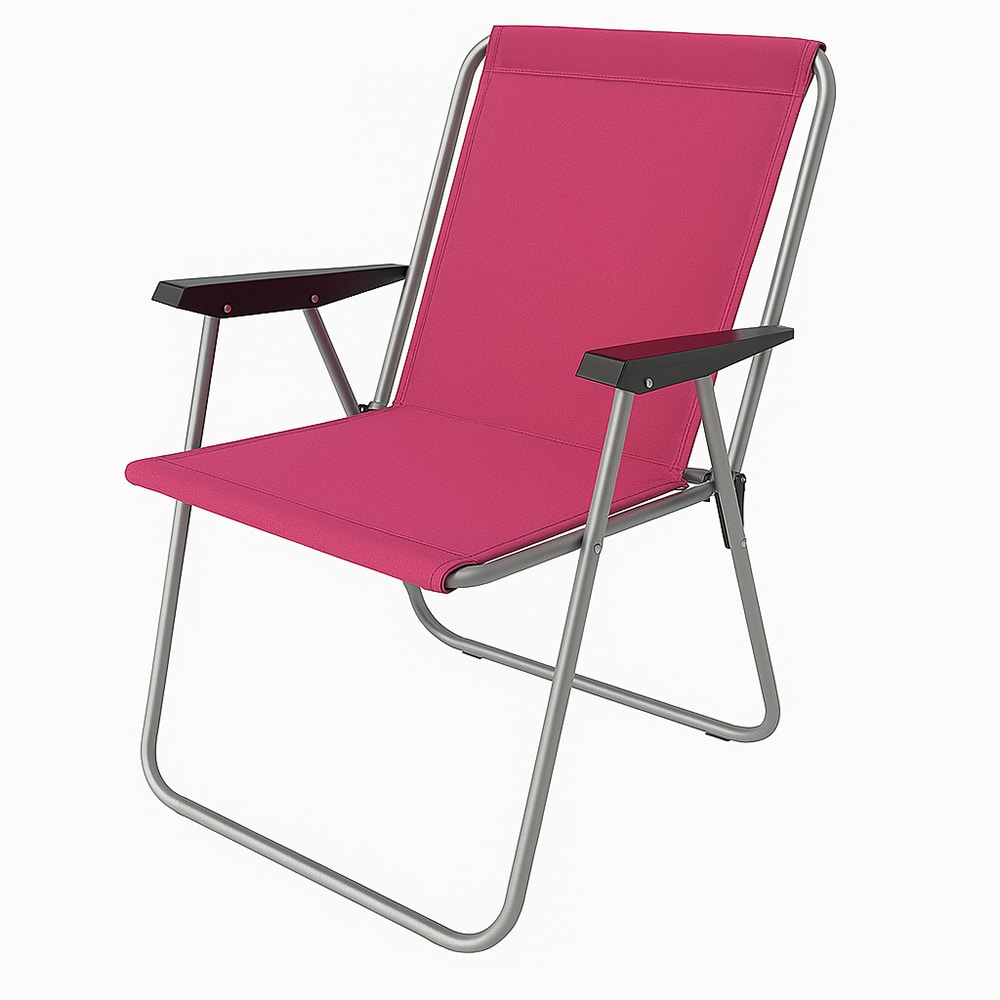 Silla de cretona con muelles y reposabrazos rosa