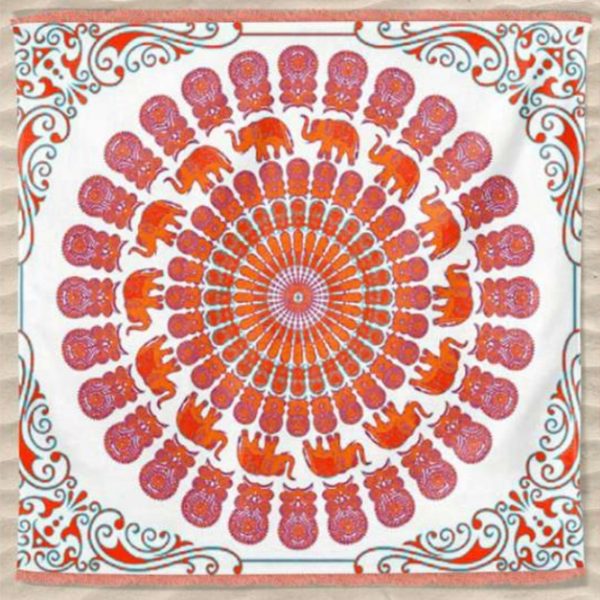 Tela india grande Mandala Elefantes 240 x 210 cm