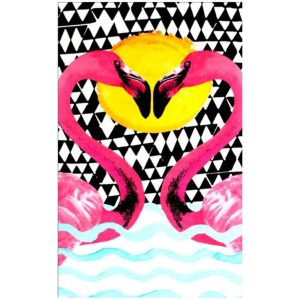 Toalla de playa de microfibra Flamingo Love