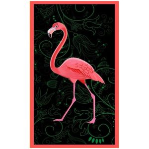 Toalla de playa de microfibra con diseño de flamenco y marco negro