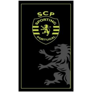 Toalla de playa de microfibra con licencia Sporting Clube de Portugal SCP Negro