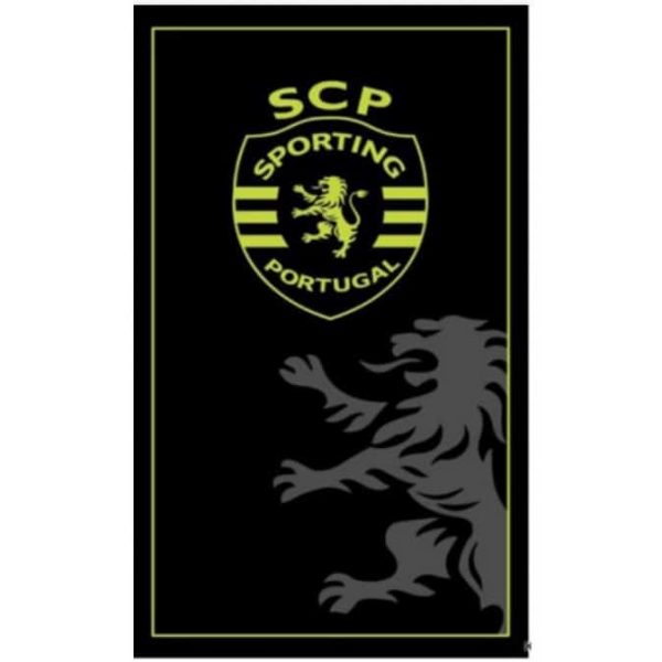 Toalla de playa de microfibra con licencia Sporting Clube de Portugal SCP Negro