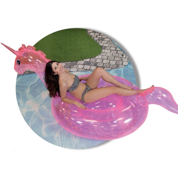Unicornio Transparente Hinchable con Purpurina Rosa Aremar #60075
