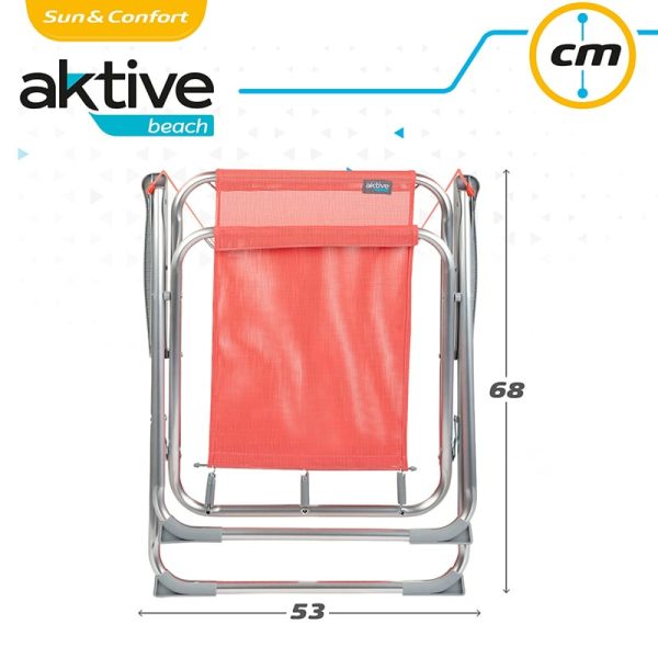 Silla de playa tradicional Aktive de aluminio rosa con correa