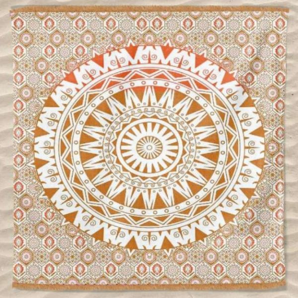 Toalla circular grande con mandala indio, 240 x 210 cm
