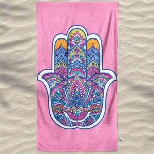 Toalla de playa de microfibra de mano turca rosa