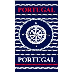 Toalla de Playa Portugal de Microfibra Rosa de los Vientos y Cuerdas
