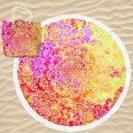 Toalla de playa redonda de microfibra con bolsa, diseño de flores de mandalas multicolores