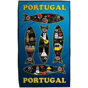 Toalla de playa Sardinas Portugal Microfibra Azul