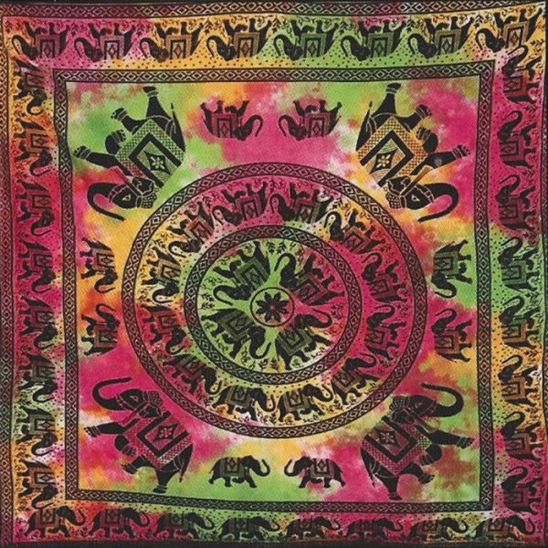 Toalla india grande multicolor 240 x 210 cm Elefantes