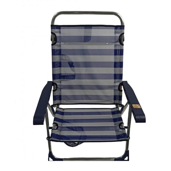 Silla de Playa de Aluminio Reclinable para Tumbarse con Asas Alco Rayas (Azul y Blanco)