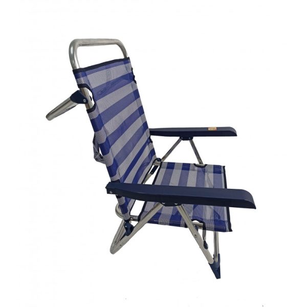 Silla Playa Reclinable de Aluminio con Alas Alco Rayas (Azul y Blanco)