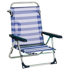 Silla Playa Reclinable de Aluminio con Alas Alco Rayas (Azul y Blanco)