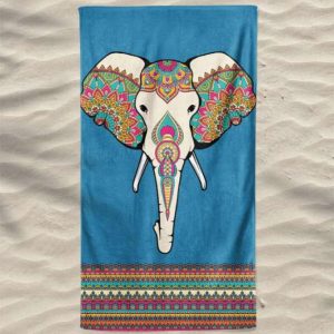 Toalla de Playa de Microfibra Elefante Mandalas