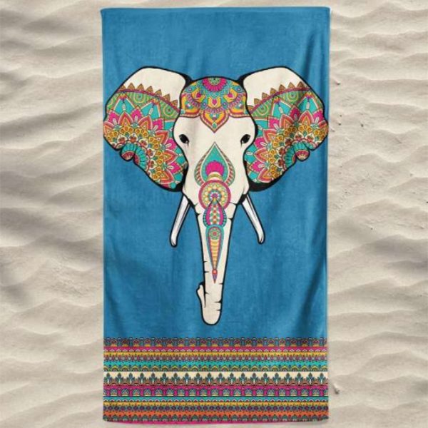 Toalla de Playa de Microfibra Elefante Mandalas