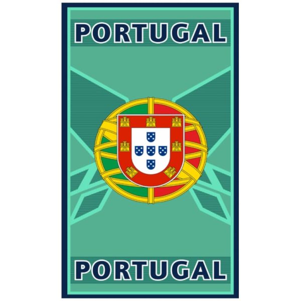Toalla de Playa Portugal Microfibra Escudo Cian