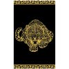 Toalla de playa de algodón negro con estampado de leopardo dorado