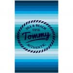 Toalla de playa de algodón Tommy con rayas azules