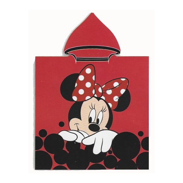 Poncho de Playa Infantil Poliéster Minnie Frente Rojo