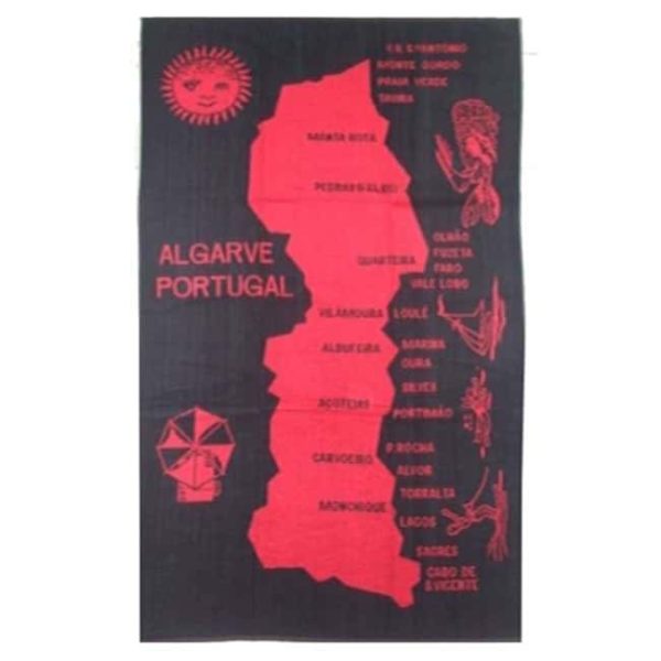 Toalla de playa de algodón con mapa del Algarve - Rosa