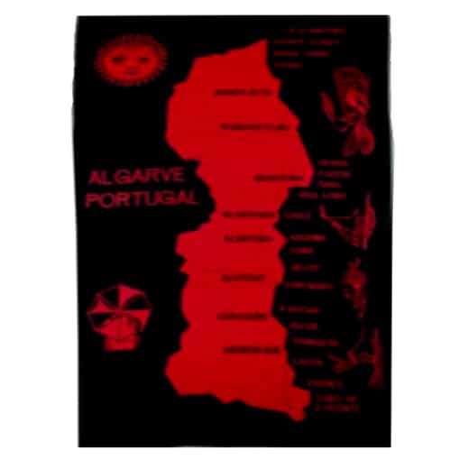 Toalla de playa de algodón con mapa del Algarve - Rojo