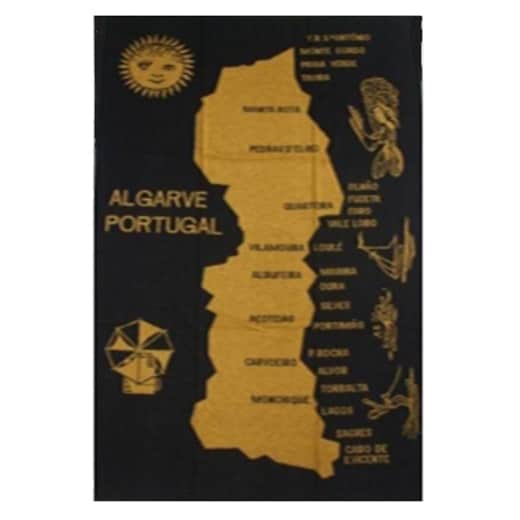 Toalla de playa de algodón con mapa del Algarve - Amarillo