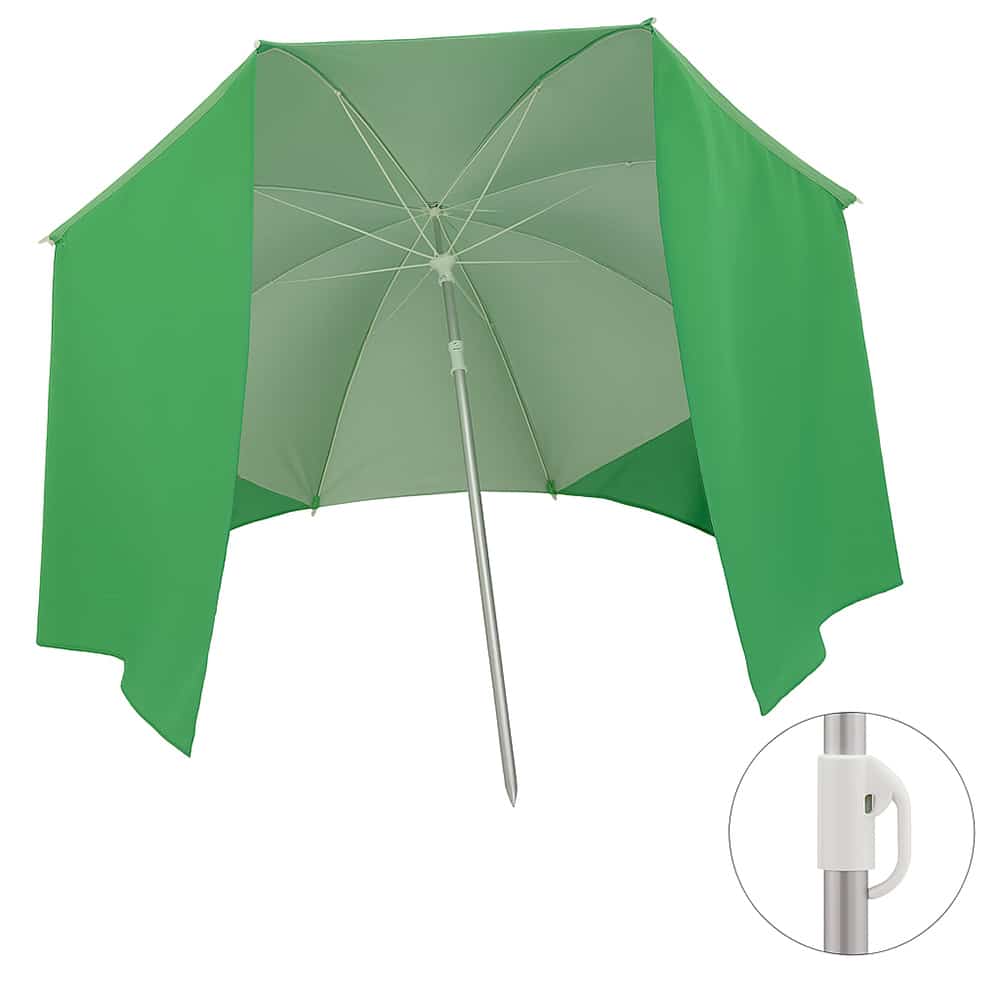 Paraguas Aluminio Nylon Protección UV 1,80 m con Solapas Laterales Verde